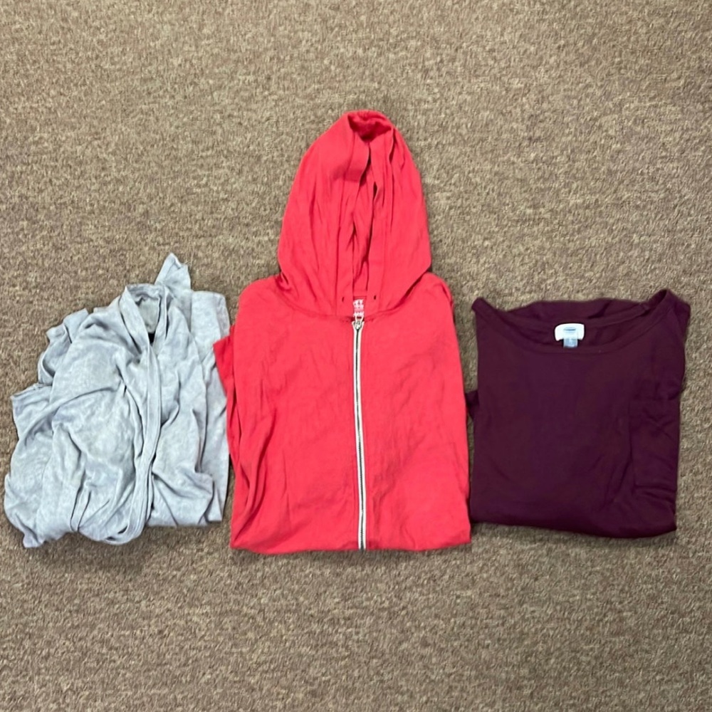 Women’s XL tops - Cardigan, long sleeve shirt, zip-up hooded shirt